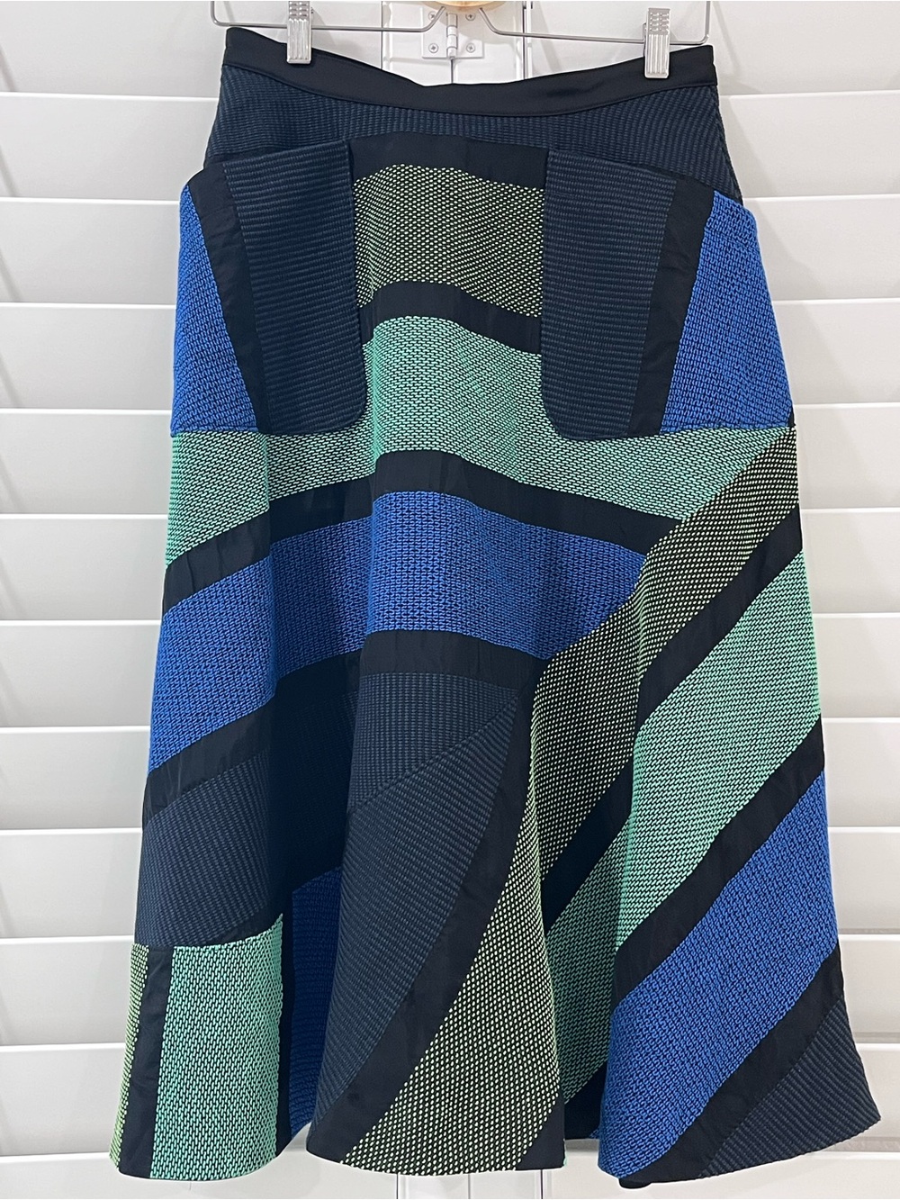 Hilton Hollis Yarn Stripe Colorblock Midi Skirt Size 6 NWT